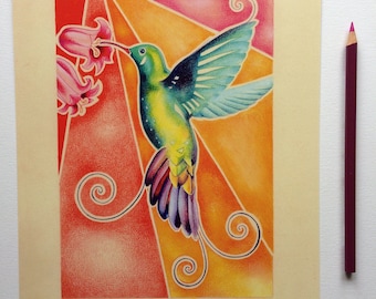 The Hummingbird Art Print | A4 art print | bird art | poster print