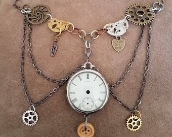 Handmade, steampunk style, multi-strand necklace