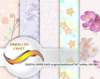 Instant Download Decoupage Printable Digital Backgrounds Notebook Paper Pack Trendy Patterns Designs Commercial Use Scrapbook, Baby Girl 009