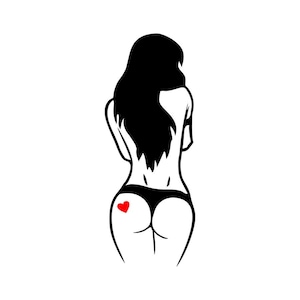 Erotic Sexy Girl Adult Angel Heart Naked Nude Posing PinUp Woman Sticker Decal V-0084 Black