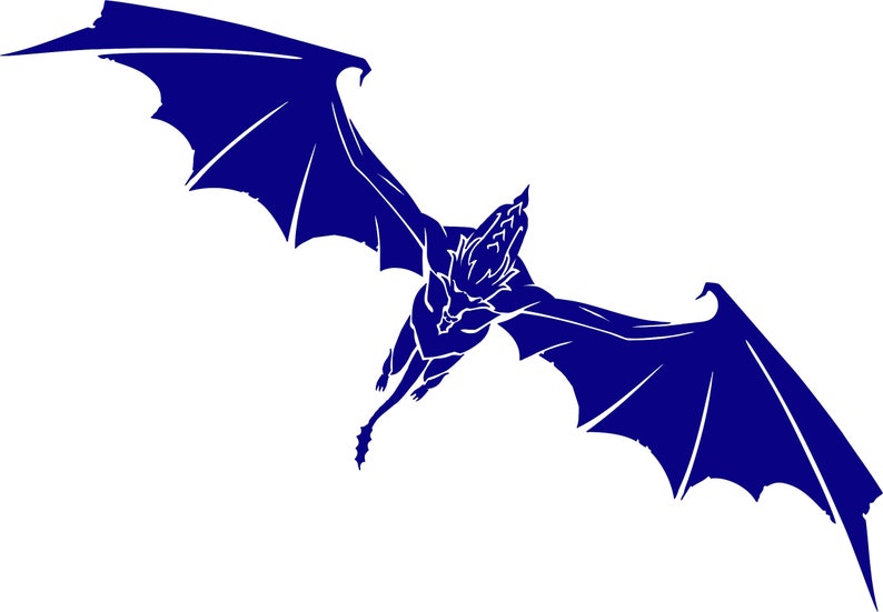 May include: A blue silhouette of a dragon with wings spread wide, flying in mid-air.