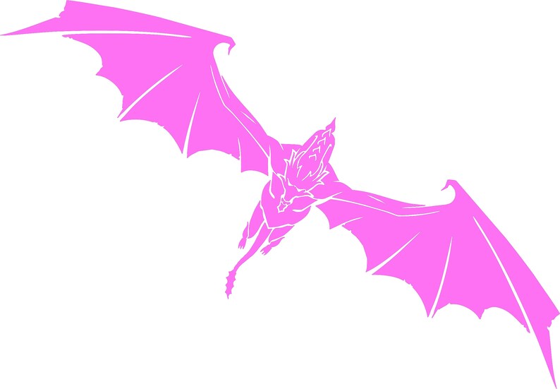 May include: A pink silhouette of a dragon with wings spread wide, flying in mid-air.