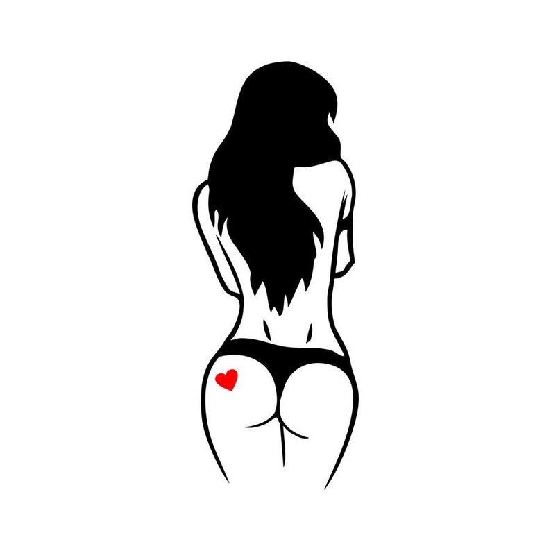 Erotic Sexy Girl Adult Angel Heart Naked Nude Posing PinUp Woman Sticker Decal V-0084 Black