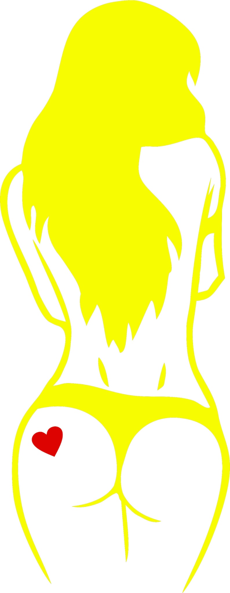 Erotic Sexy Girl Adult Angel Heart Naked Nude Posing PinUp Woman Sticker Decal V-0084 Yellow