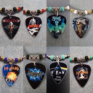 Custom Made Heavy Metal and Rock Aluminum Guitar Pick Necklaces