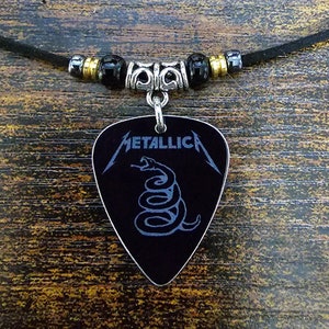 Handmade Metal Black aluminum guitar pick necklace