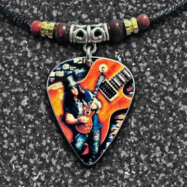 Slash tribute aluminum guitar pick necklace