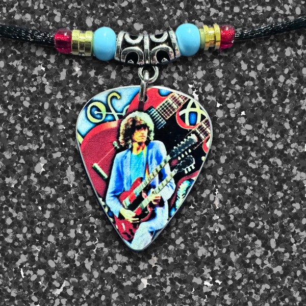 Jimmy Page tribute aluminum guitar pick necklace