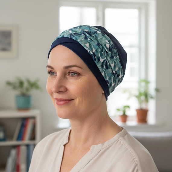 Bamboo Chemo Turban: Easy to Wear, Headband Attached - Etsy display picture 3