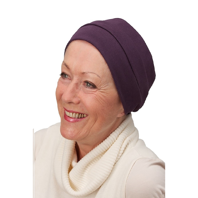 Chemo Hut weich bequem Alternative zu Perücke Kopfschmuck Mütze Turban Baumwollkappe einfach zu tragen Alopezie Haarausfall Bild 7