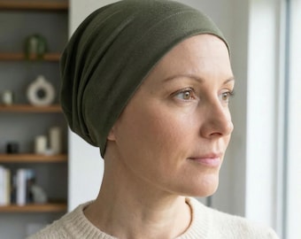 Gorro de bambú elástico y suave para quimioterapia: turbante para la caída del cabello, gorro para la alopecia.