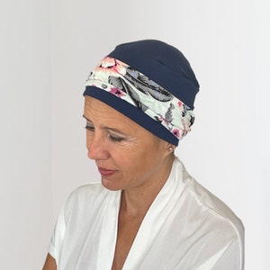 Comfortable hats for cancer patients with detachable headband. Versatile & flattering easy to wear chemo hat in a variety of colours