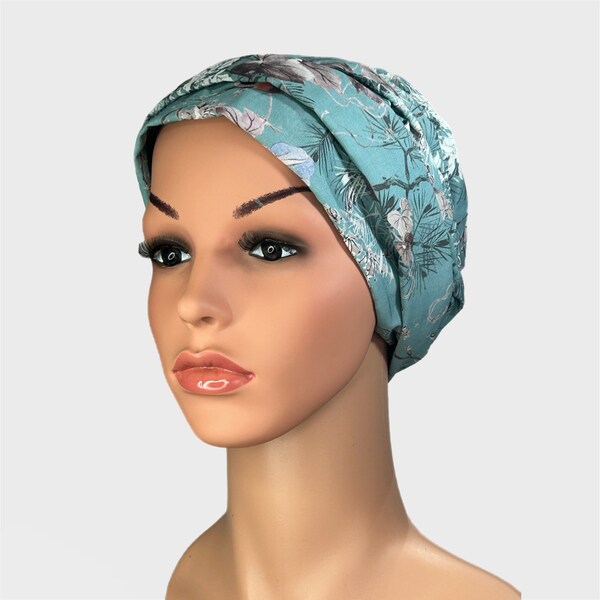 SANNIDHI Chemo Caps for Cancer Patients with Soft Cotton Head Scarf Floral Print Blue 3PCS