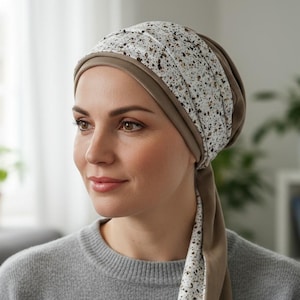 3-in-1 chemomutsje van bamboe met bijpassende hoofddoek: zachte, veelzijdige hoofddeksels voor kankerpatiënten