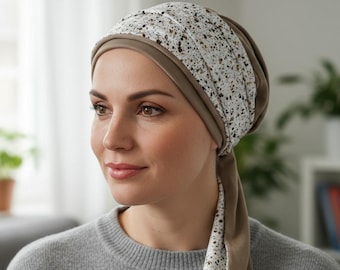 3-in-1 Bamboo Chemo Hat with Matching Head Wrap: Soft Versatile Headwear for cancer patients