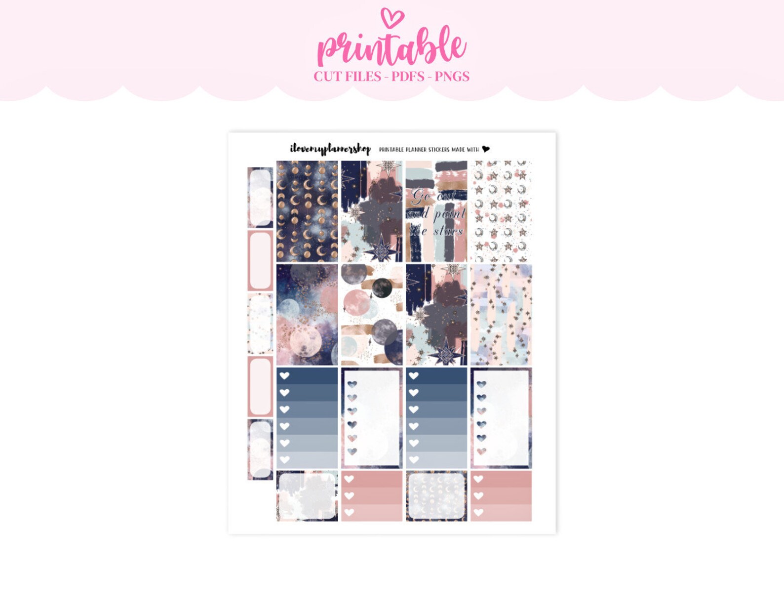 Galaxy Stars Happy Planner Printable Planner Stickers - Etsy