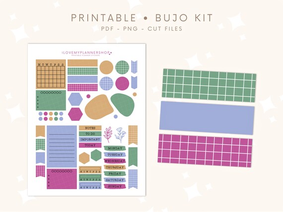 Printable Bullet Journal Kit. Spring Bujo Printable Stickers. | Etsy
