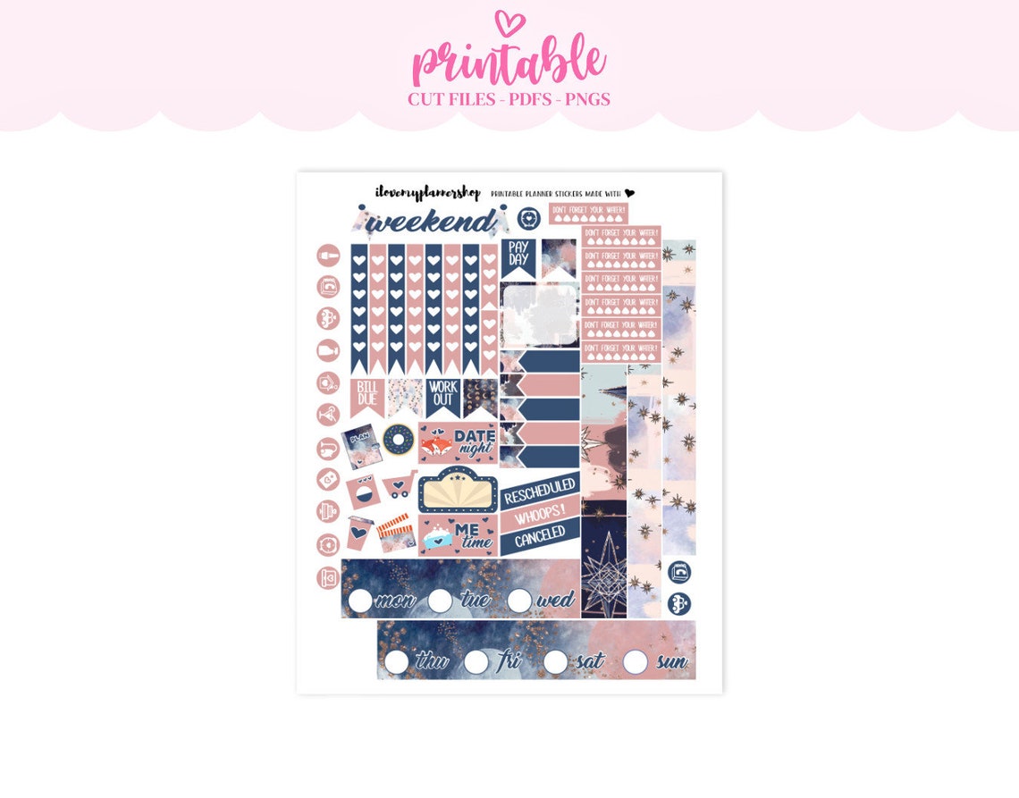 Galaxy Stars Happy Planner Printable Planner Stickers - Etsy