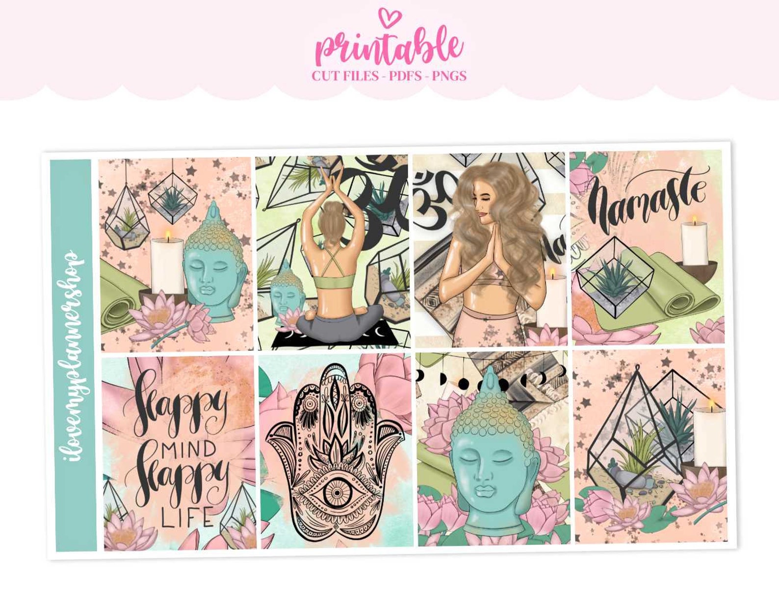 namaste printable planner stickers yoga weekly printable etsy