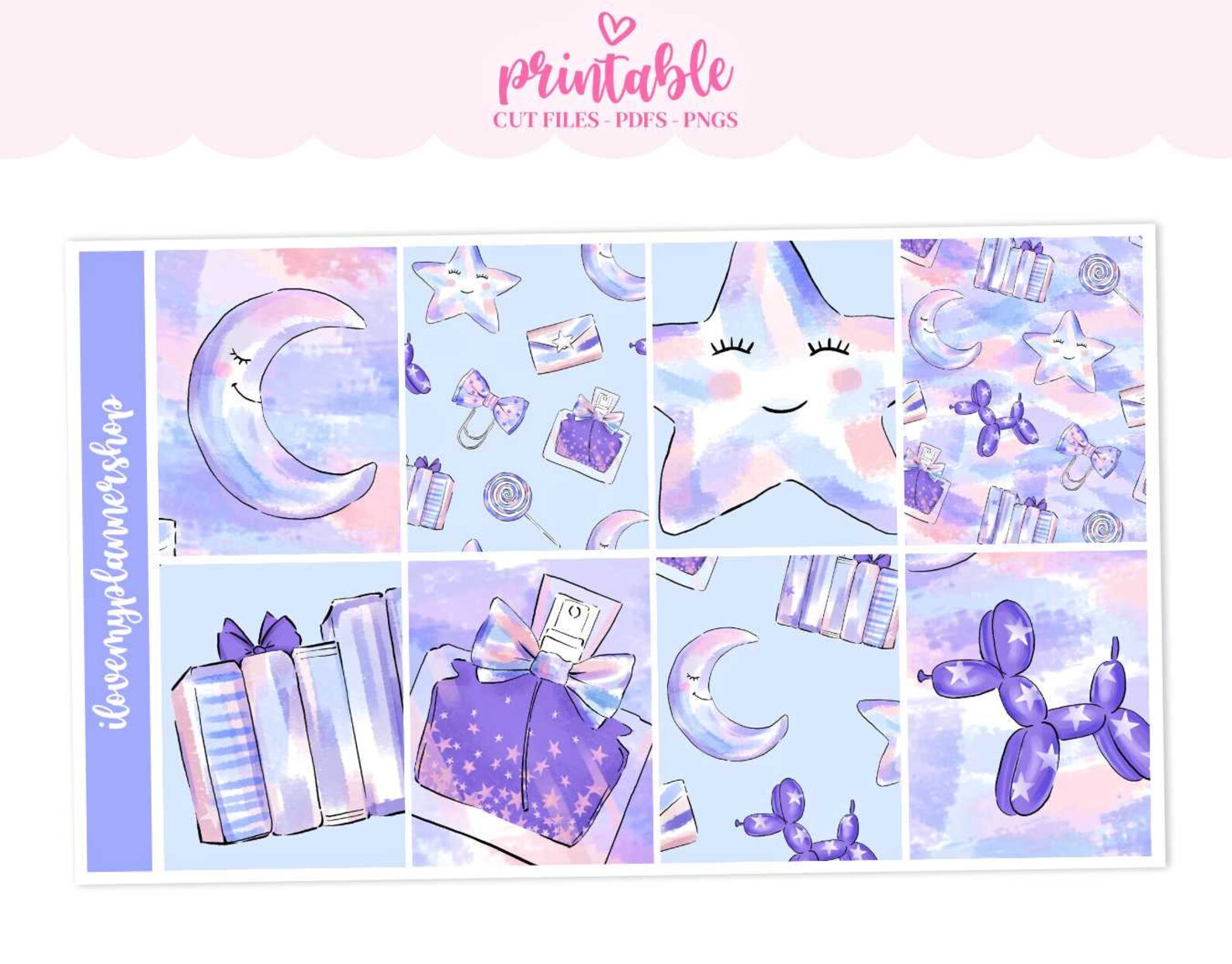 Galaxy Printable Planner Stickers Vertical Weekly Kit | Etsy
