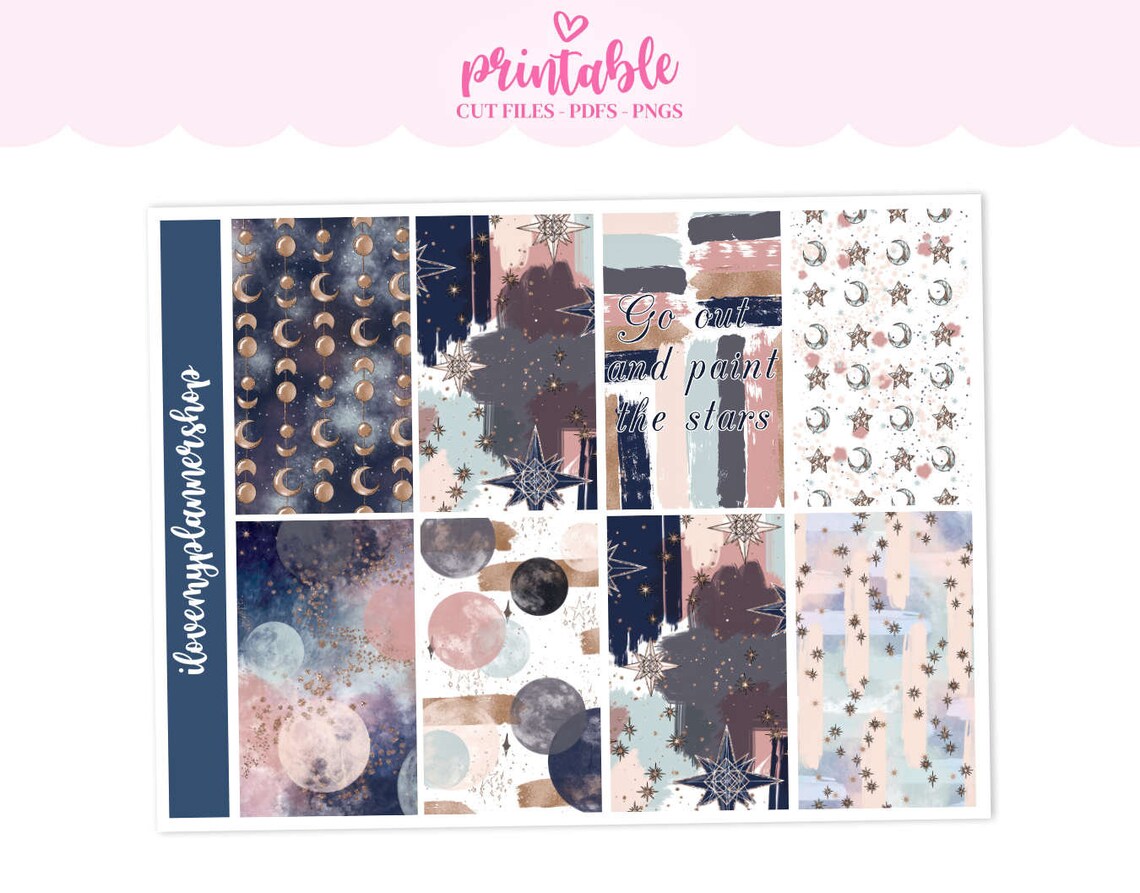 Galaxy Stars Happy Planner Printable Planner Stickers - Etsy