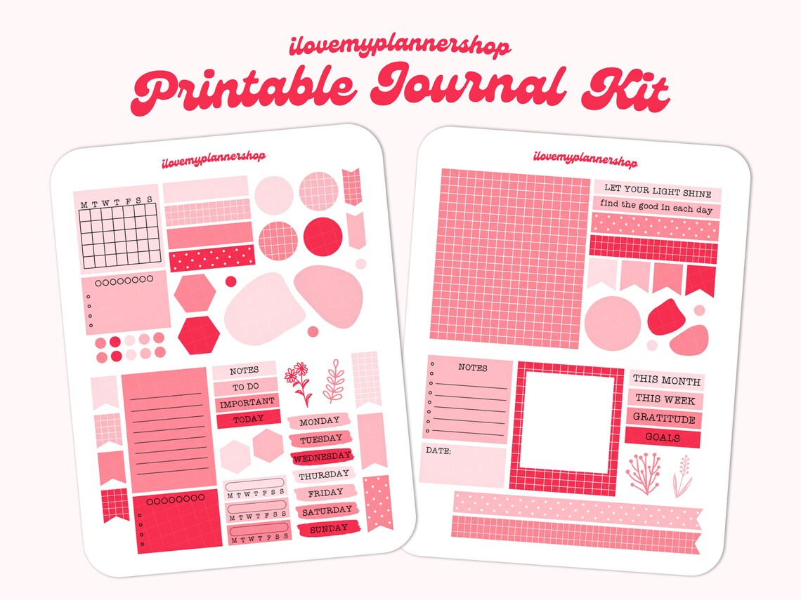 Printable Bullet Journal Kit. Valentine's Day Bujo - Etsy