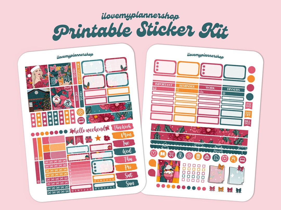 Mini Weekly Kit. Printable Planner Stickers. Christmas Weekly - Etsy