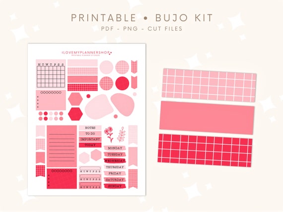 Printable Bullet Journal Kit. Valentine's Day Bujo | Etsy