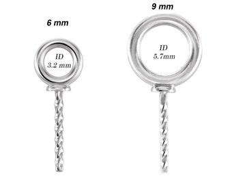 Sterling Silver Bails with Pin Cup 13x9mm for Gluing 5818 Round 10mm Pearls