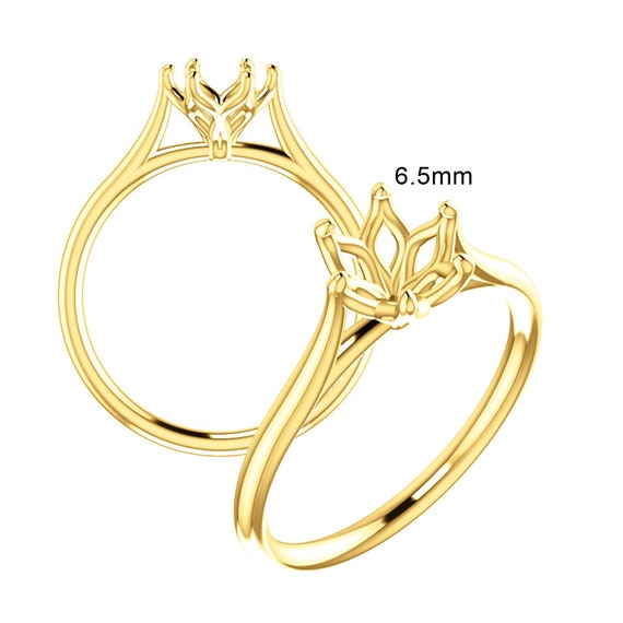 14K 18K Gold 4.1 7 Mm Round Solitaire Engagement Ring Mountings