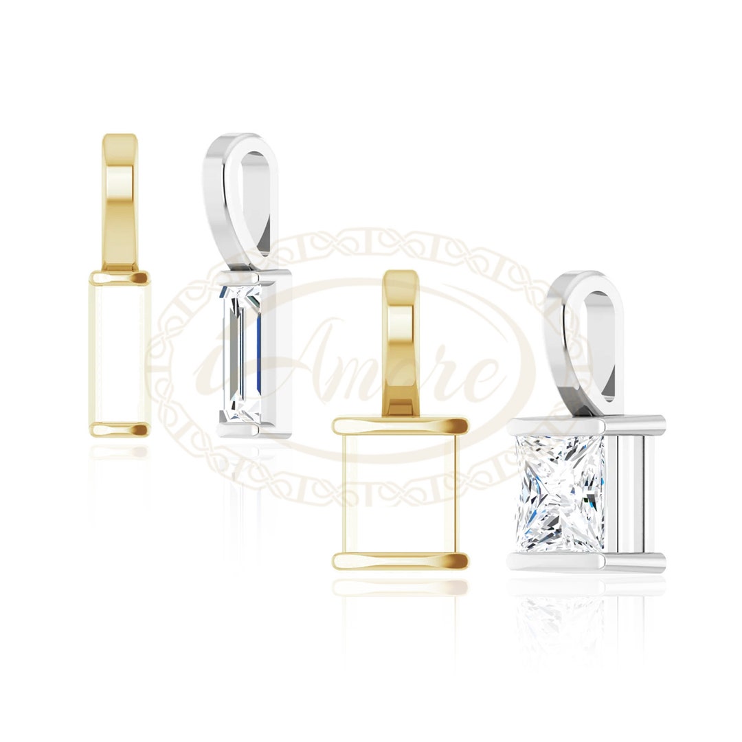 Channel Set Solitaire Channel-set Solitaire Pendant Mounting | Straight Baguette, Square ...