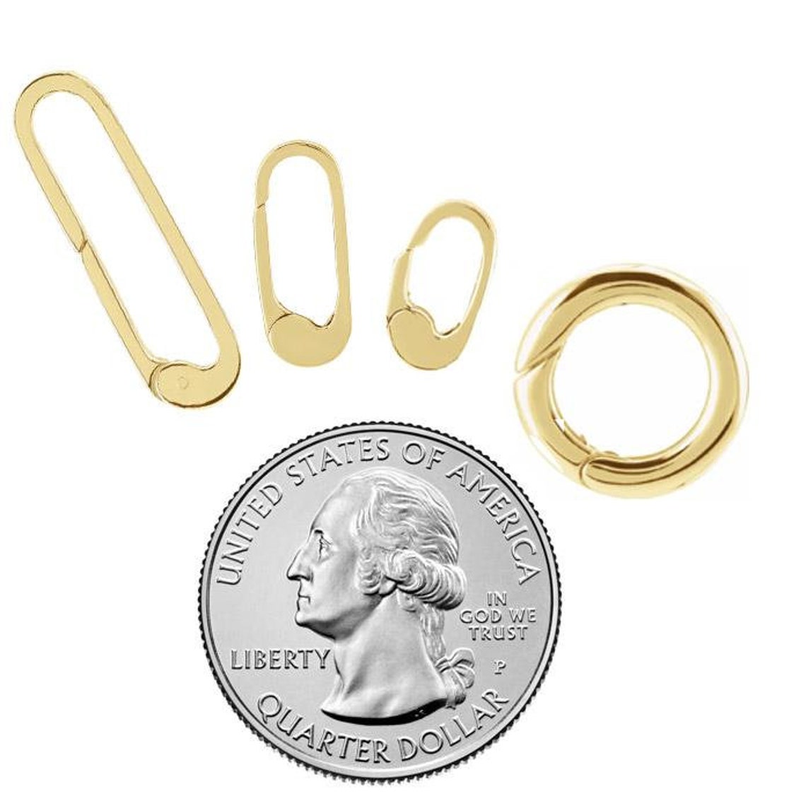 14K Gold Hinged Push Clasp Charm Holder Enhancer Bail Chain Etsy