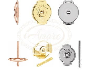 Protektor System Secure Earring Lock Back Post Set - 14K 18K Gold Platinum Silver