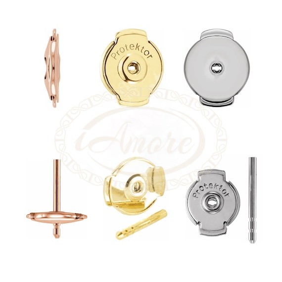 Protektor System Secure Earring Lock Back Post Set 14K 18K Gold