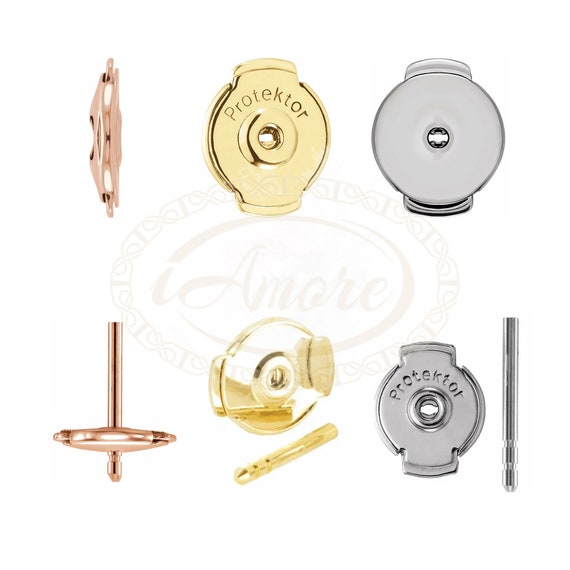 Protektor System Secure Earring Lock Back Post Set 14K 18K Gold Platinum  Silver 