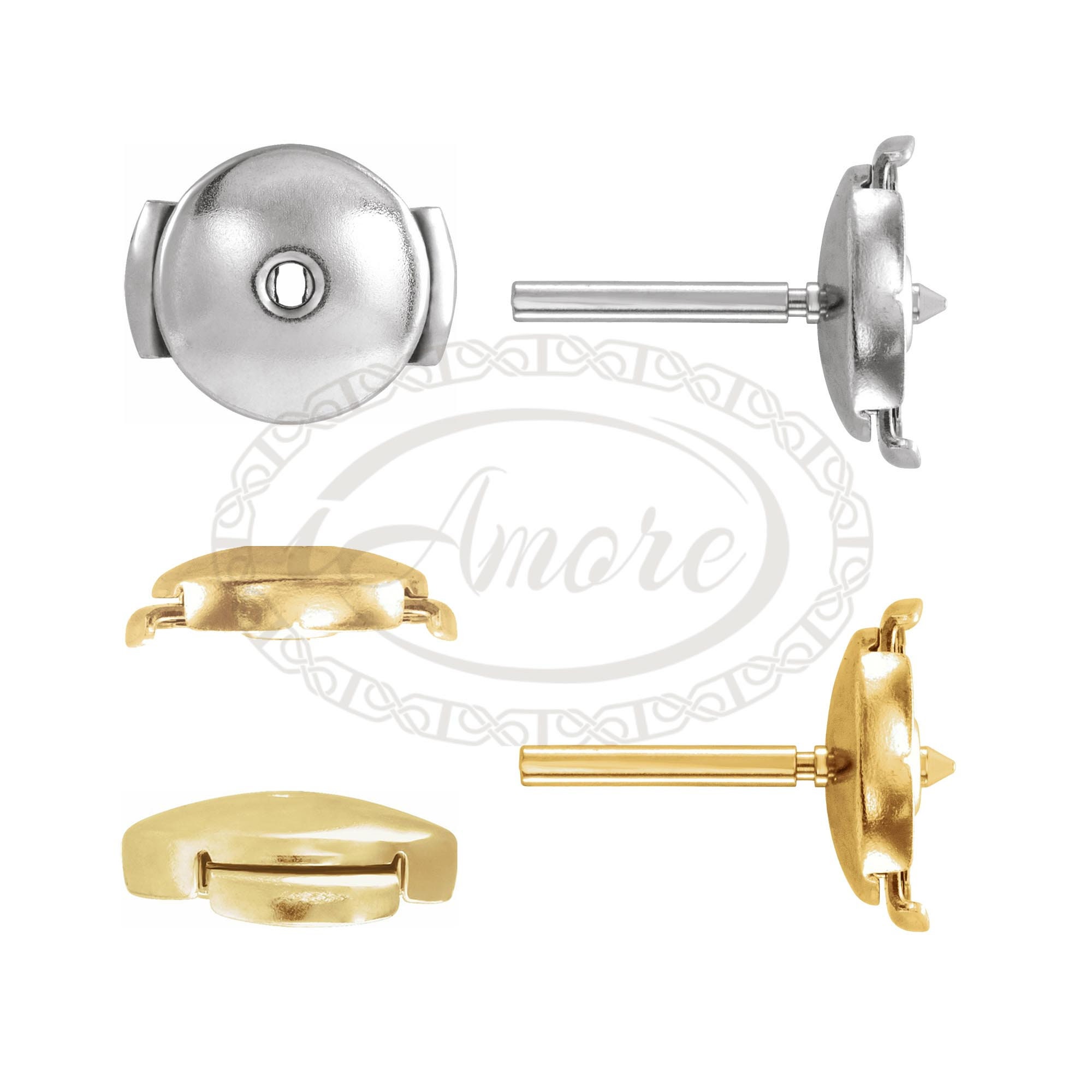 Protektor System Secure Earring Lock Back Post Set 14K 18K Gold Platinum  Silver -  Israel