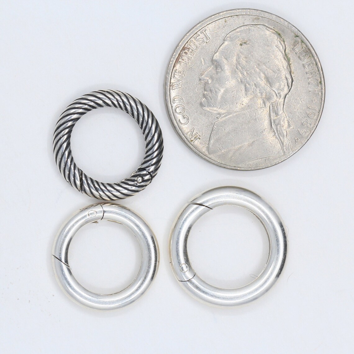 Sterling Silver Hinged Round Push Clasp Charm Circle Bail Etsy