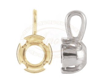 Round Solitaire Bezel-Set Pendant Mounting - Platinum 14K 18K Gold Continuum Sterling Silver