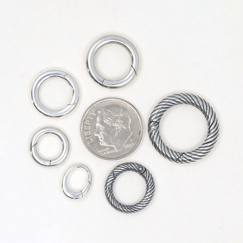 Sterling Silver Push Clasp Hinged Charm Holder Circle Bail Etsy