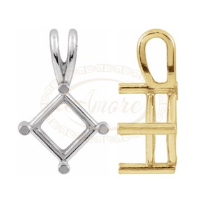 Square Solitaire Pre-Notched Wire Basket Pendant Setting Mountings 3mm - 8mm