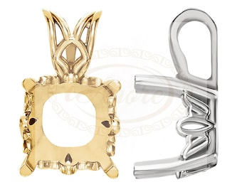 Cushion Solitaire Scroll Pendants Diamond Pendant setting