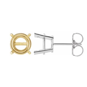 14K Yellow Gold Round Pre-Notched Basket Setting Mounting 4 Prong 2mm-10.5mm USA
