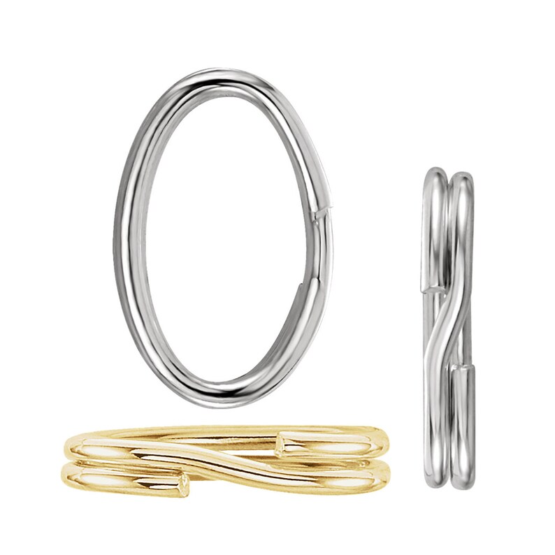 14K Gold 5mm8mm Oval Split Rings Connector Charm Connectors Etsy