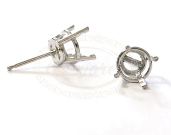 Platinum 18K Gold Pre-Notched 2mm - 10.5mm Stud Earring Round Basket Earring Mountings