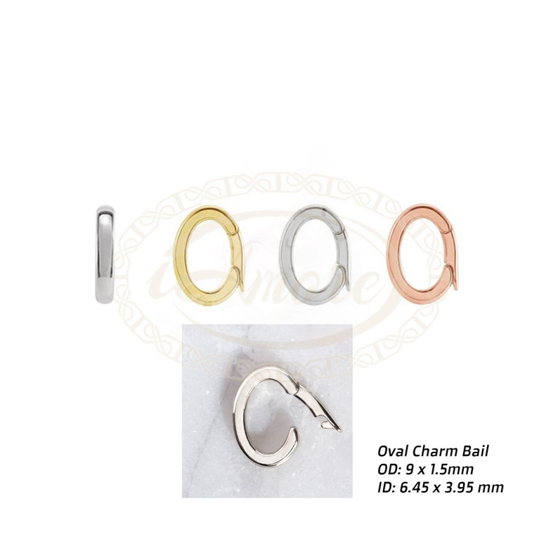 14K Gold Hinged Push Clasp Charm Holder Enhancer Bail Chain Etsy