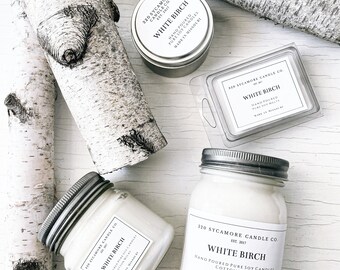 White Birch Hand Poured Pure Soy Candles and Melts
