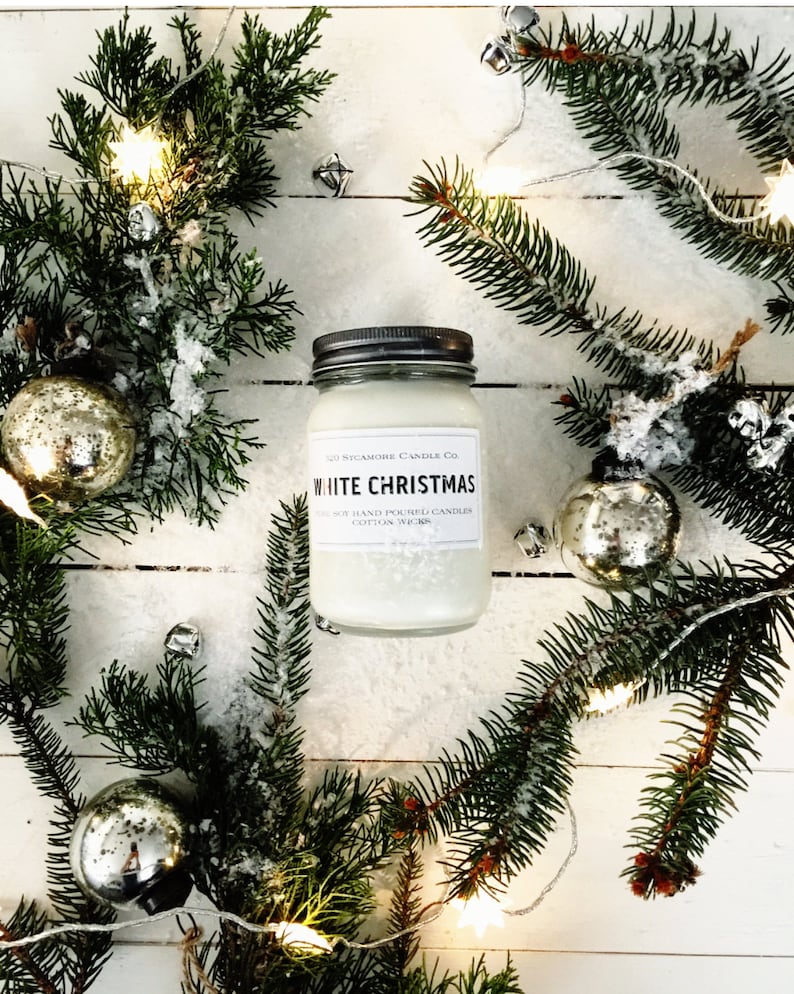 16 oz. White Christmas Hand Poured Pure Soy Candle with Cotton image 0