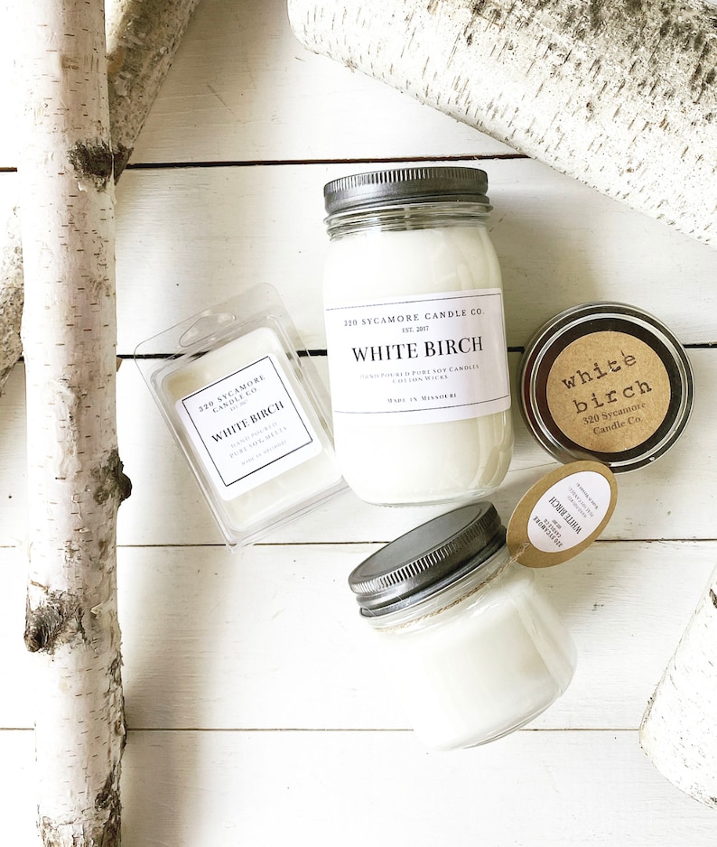 White Birch Hand Poured Pure Soy Candles and Melts image 1