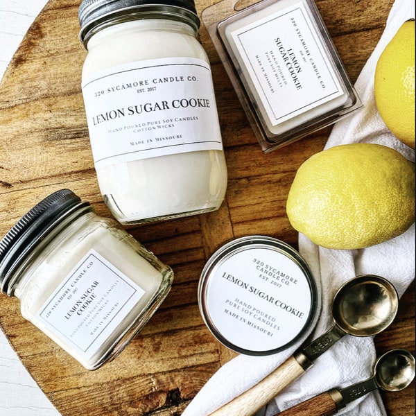 Lemon Sugar Cookie Hand Poured Pure Soy Candles and Melts