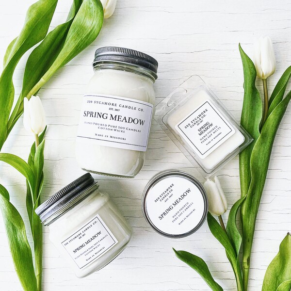 Spring Meadow Hand Poured Pure Soy Candles and Melts